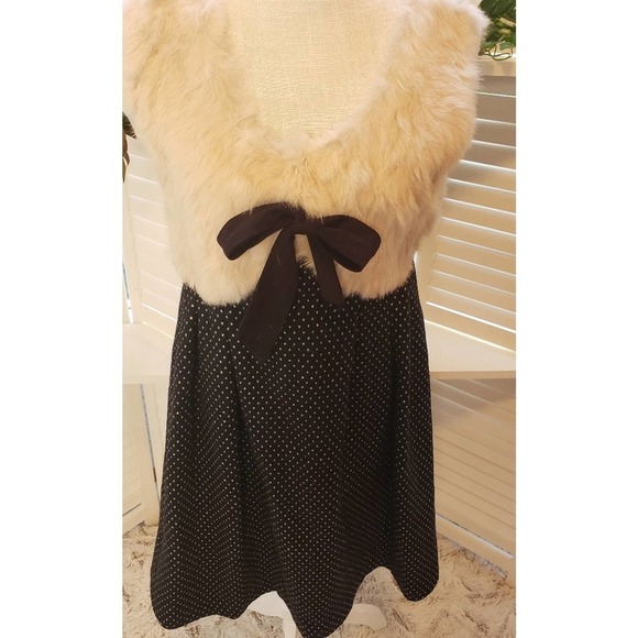 MINK WOOL POLKA DOT FAUX FUR DRESS SIZE SMALL - Picture 1 of 5